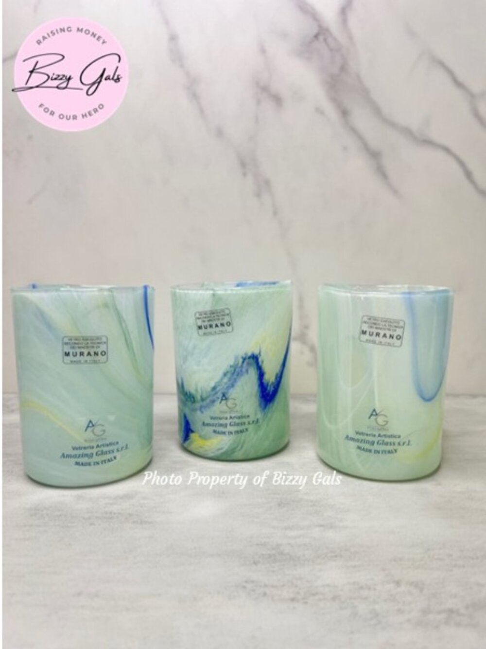 3 Vetreria Murano Hand Blown Tumbler Glasses Italy